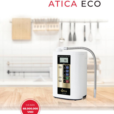 Máy lọc nước ion kiềm giàu hydro Atica Eco - Hàng chính hãng sản xuất bởi tập đoàn Hitachi Maxell Nhật Bản sử dụng công nghệ điện phân 2 lần làm giàu hydro trong nước tốt cho sức khỏe