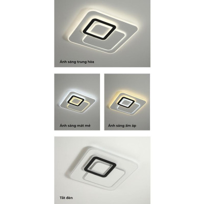 Đèn ốp trần hình vuông hiện đại, siêu mỏng, ánh sáng đẹp ba chế độ màu, hàng chính hãng Klasse