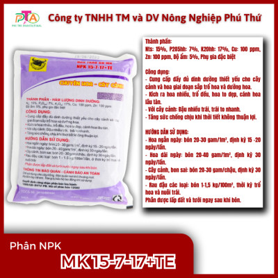 Phân bón hỗn hợp NPK MK 15-7-17+TE - túi 1kg