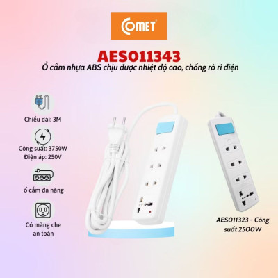 Ổ cắm điện công suất lớn AC AES011343 4000W dây 3m, dùng cho bếp điện, bình đun, bảo hành 12 tháng