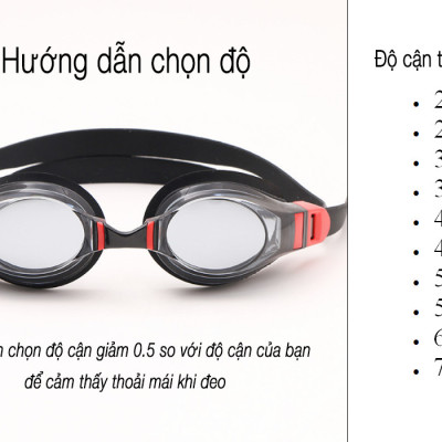 Kính bơi cận CLEACCO đủ độ cận từ 2 độ tới 7 độ chất liệu PC chống nước , chống tia UV , Chống sương mù , bảo vệ mắt - Hàng chính hãng