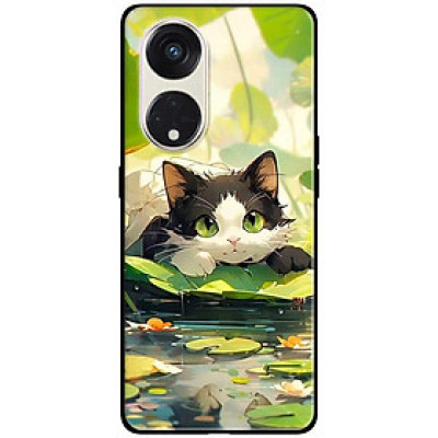 Ốp lưng cho Oppo Reno 2Z, 2F - 6z - 7z 5G - 8z 5G - A96 5G - 8T 4G - 8T 5G - Mèo Tam Thể Lá Sen - Hàng Chính Hãng