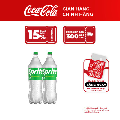 Combo 2 Chai Nước Ngọt Giải Khát Sprite Vị Chanh 1,95l/Chai Coca-Cola Official Store_TK