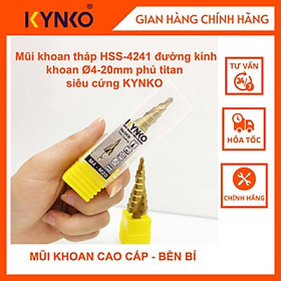 Mũi khoan tháp HSS-4241 đường kính khoan 4-20mm phủ titan siêu cứng KYNKO