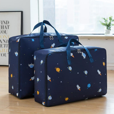 Bộ 3 túi đựng chăn màn quần áo chống thấm - Màu tím than, họa tiết ngẫu nhiên