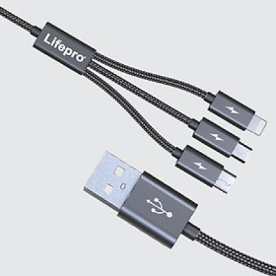 Dây sạc điện thoại trên ô tô 3 in 1 Lifepro L906 Hàng chính hãng