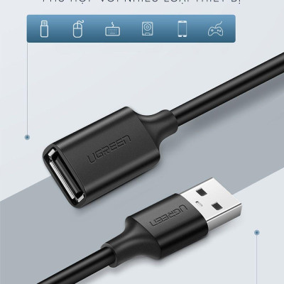 Ugreen UG10316US103TK 2M màu Đen Cáp tín hiệu nối dài USB 2.0 lõi thuần đồng - HÀNG CHÍNH HÃNG