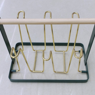 Giá úp cốc chữ nhật kim loại mạ vàng kết hợp màu xanh cổ vịt sang trọng cao cấp - ANTH272