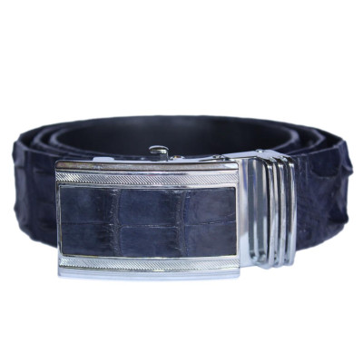 Dây nịt nam da cá sấu Huy Hoàng gai lưng màu xanh đậm HC4796