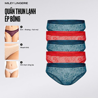 Bộ 5 quần lót nữ ren cao cấp lưng logo Miley Lingerie