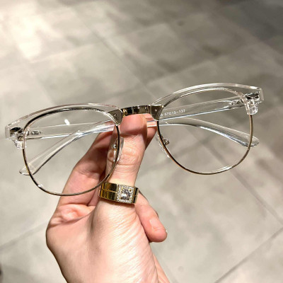 Kính Trong suốt nửa viền gọng nhựa dẻo cho nam nữ + Tặng phụ kiện kèm theo