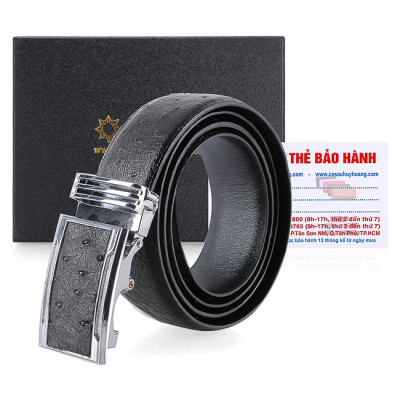 HJ4443-44-45-46 - Dây nịt nam da đà điểu da hột màu đen, nâu đất, vàng bò, nâu đỏ