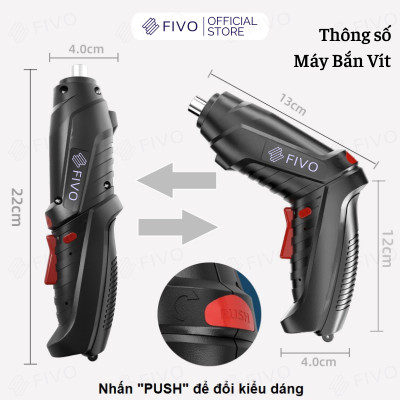 [Giao Nhanh 2h] Máy Bắn Vít Dùng Pin Mini FIVO, Linh Động 2 Kiểu Dáng, Tặng Kèm Dây Sạc Và 2 Đầu Vít, Nhỏ Gọn Tiện Dụng