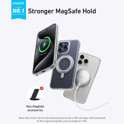 Ốp lưng Anker MagGo Magnetic 360 Ring Stand iP 16 Pro/ 16 Pro Max - Hàng chính hãng
