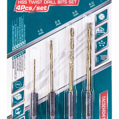 BỘ MŨI KHOAN KIM LOẠI ĐUÔI LỤC GIÁC 4 CHI TIẾT TOTAL TACSD4041