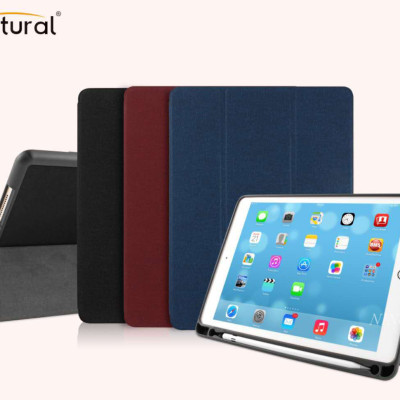 Bao da iPad pro 11 inh 2018 hiệu Mutural có khay để bút_ Màu đen_ hàng nhập khẩu