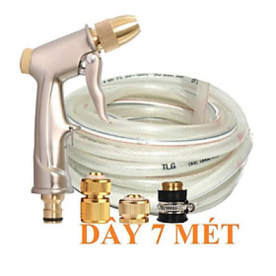 Bộ dây vòi xịt nước rửa xe, tưới cây , tăng áp 3 lần, loại 7m, 10m 206701-1 đầu đồng,cút đồng+ túi đựng bút