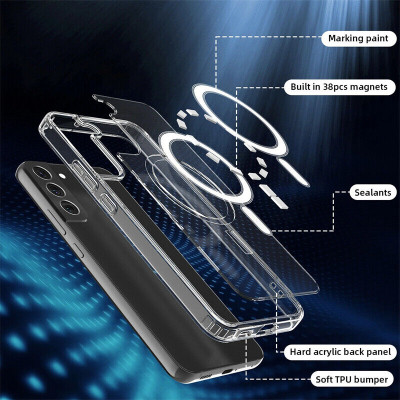 Ốp lưng sạc Maqsafe cho Samsung Galaxy S23 / Galaxy S23 Ultra / Galaxy S23 Plus / S23+ hiệu HOTCASE Maqsafe Magetic Case silicon chống sốc siêu mỏng 1.5mm, độ trong tuyệt đối, chống trầy xước, chống ố vàng, tản nhiệt tốt - hàng nhập khẩu