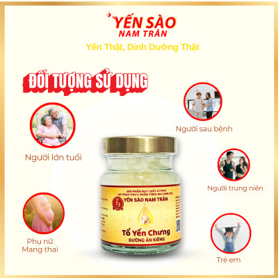 Tổ yến chưng Đường Ăn Kiêng NAM TRÂN 7 gram Tổ Yến Tươi giúp giảm mệt mỏi. Hộp (6 lọ x 70 ml)