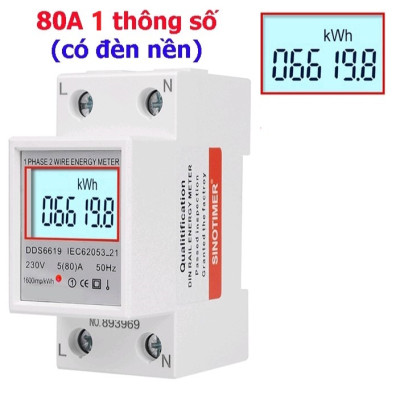 Công tơ điện tử hiển thị 1 thông số và 4 thông số 80A LW đo công suất, điện áp, cường độ dòng điện