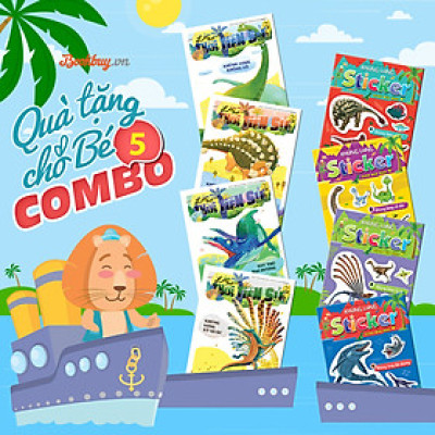 Combo Quà Tặng Cho Bé 5 (4 Cuốn Khủng Long Sticker + 4 Cuốn Lớp Học Thời Tiền Sử)