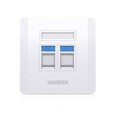 Ugreen UG80182NW144TK RJ45 - RJ11 mặt nạ mạng âm tường màu trắng LAN 1 cổng RJ45 và 1 cổng RJ11 telephone hình vuông 86 mm x 86 mm - HÀNG CHÍNH HÃNG
