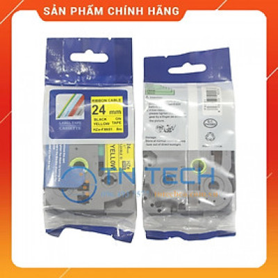 Nhãn In HZE-651 - Đen nền vàng 24mm x 8m - Dùng cho máy in BROTHER - AIMO - PUTY [Hàng nhập khẩu]