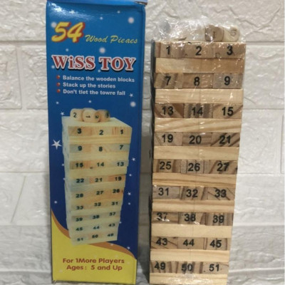 Đồ Chơi Rút Gỗ 54 Thanh Loại Lớn Hộp Màu Xanh Wiss Toy