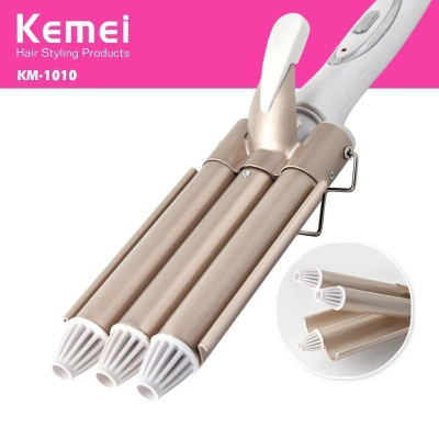 Máy Uốn Tóc Chuyên Nghiệp Kemei KM-1010 3 Trục Uốn Có Mức Điều Chỉnh Nhiệt