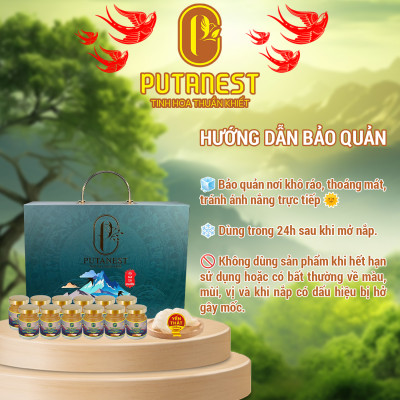 Yến chưng Isomalt Đông trùng hạ thảo PUTANEST hộp quà cao cấp 12 hũ 70ml cho người tiểu đường