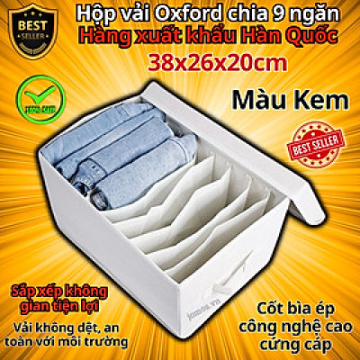 Hộp vải đựng đồ chia ngăn HQ4 - Hộp đựng quần áo chia 9 ngăn, 16 ngăn gấp gọn chính hãng