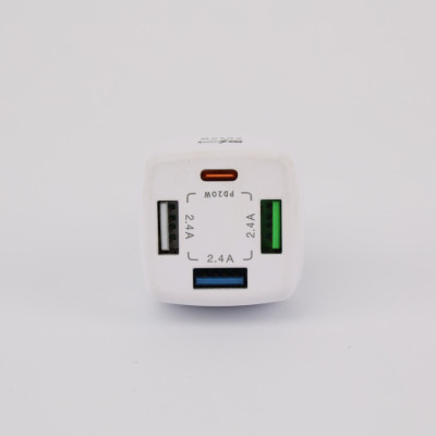 Tẩu Sạc 3 Cổng USB 2.4A 10W Và 1 Cổng Type C PD20W CIND - Hàng Nhập Khẩu