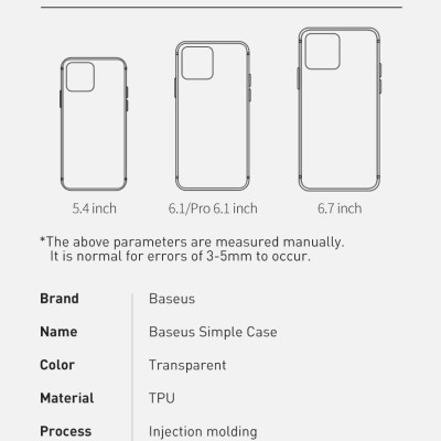 Ốp lưng trong suốt Baseus Simple Case dùng cho iPhone 12 mini / iPhone 12 / iPhone 12 Pro / iPhone 12 Promax (Ultra Slim, High Transparent, Soft TPU Silicone)_ Hàng Nhập Khẩu