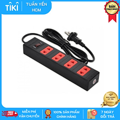 Ổ cắm Điện Quang ECO ĐQ ESK 2BR 42 ECO (4 lỗ 2 chấu, dây dài 2m màu đen đỏ )