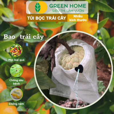 100 Túi Bọc Hoa Quả GreenHome, Ổi Bưởi Xoài Na Mướp (Có Nút Cài), Sử Dụng 3-5 Năm, Nhiều Kích Thước