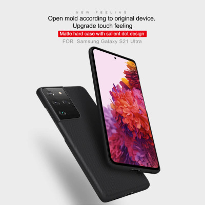 Ốp Lưng Sần chống sốc cho Samsung Galaxy S21 Ultra hiệu Nillkin Super Frosted Shield (Đính kèm giá đỡ hoặc miếng dán từ tính) - Hàng Chính Hãng