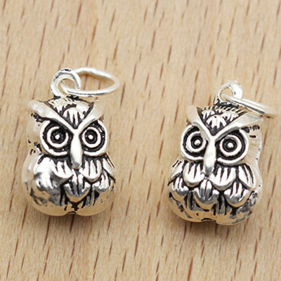Combo 2 cái charm bạc hình mặt cú mèo treo - Ngọc Quý Gemstones
