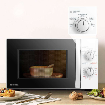 Lò vi sóng Toshiba MWP-MM20P(WH) - Dung tích 20 lít, 5 mức công suất, Kết hợp chống thấm 3 lớp, Kháng khuẩn bên trong lò - Hàng chính hãng