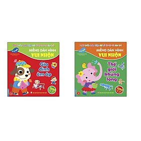 Sách - Miếng Dán Hình Vui Nhộn - Thế Giới Khủng Long + Gia Đình Ấm Áp 2 - 6 Tuổi - Combo 2 Cuốn - Minh Thắng