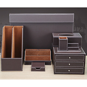 Hộc đựng tài liệu. tủ đựng tài liệu : Bộ 7 sản phẩm văn phòng bằng da