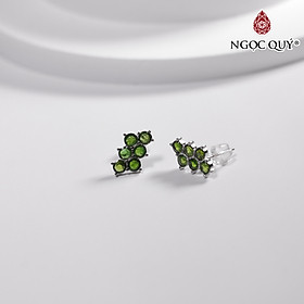 Bông tai bạc đính đá diopside 2,5mm sát tai mệnh hỏa mộc - Ngọc Quý Gemstones