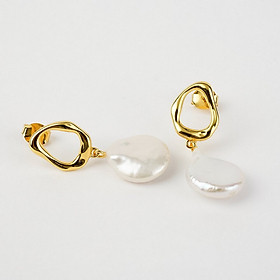 Bông Tai Ngọc Trai FW Baroque UK Style (Wave Circle) - MOOON Jewelry