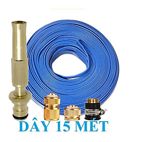 Bộ dây vòi xịt nước rửa xe, tưới cây . tăng áp 3 lần, loại 15m 206701 đầu đồng,cút đồng+ tặng đai