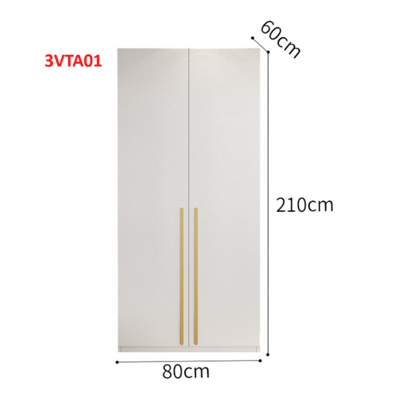 Tủ quần áo thiết kệ hiện đại - Tủ quần áo gỗ MDF 3VTA01A - Nội thất lắp ráp Viễn Đông ADV