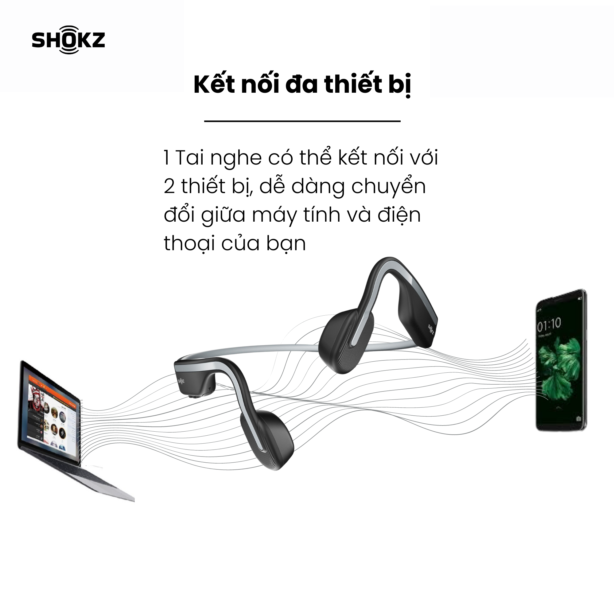 Tai Nghe Bluetooth Thể Thao Truyền Âm Thanh Qua Xương SHOKZ OPEN MOVE S661 - Hàng chính hãng - Pin sử dụng trong 6 tiếng - Kháng nước IP55