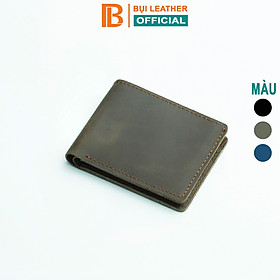 Ví mini nam da bò sáp ngựa điện Crazyhorse V125 cao cấp, bóp đựng thẻ da thật, đường chỉ tinh tế, ví nam nhỏ gọn dáng đứng, fullbox, thương hiệu Bụi leather chuyên đồ da thật