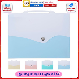 Cặp Đựng Tài Liệu Văn Phòng Phẩm NASI TL1002 nhiều ngăn khổ A4 13 ngăn phân trang tiện lợi tập file đựng lưu trữ hồ sơ văn phòng học sinh sinh viên túi đựng tài liệu nhựa PP cao cấp