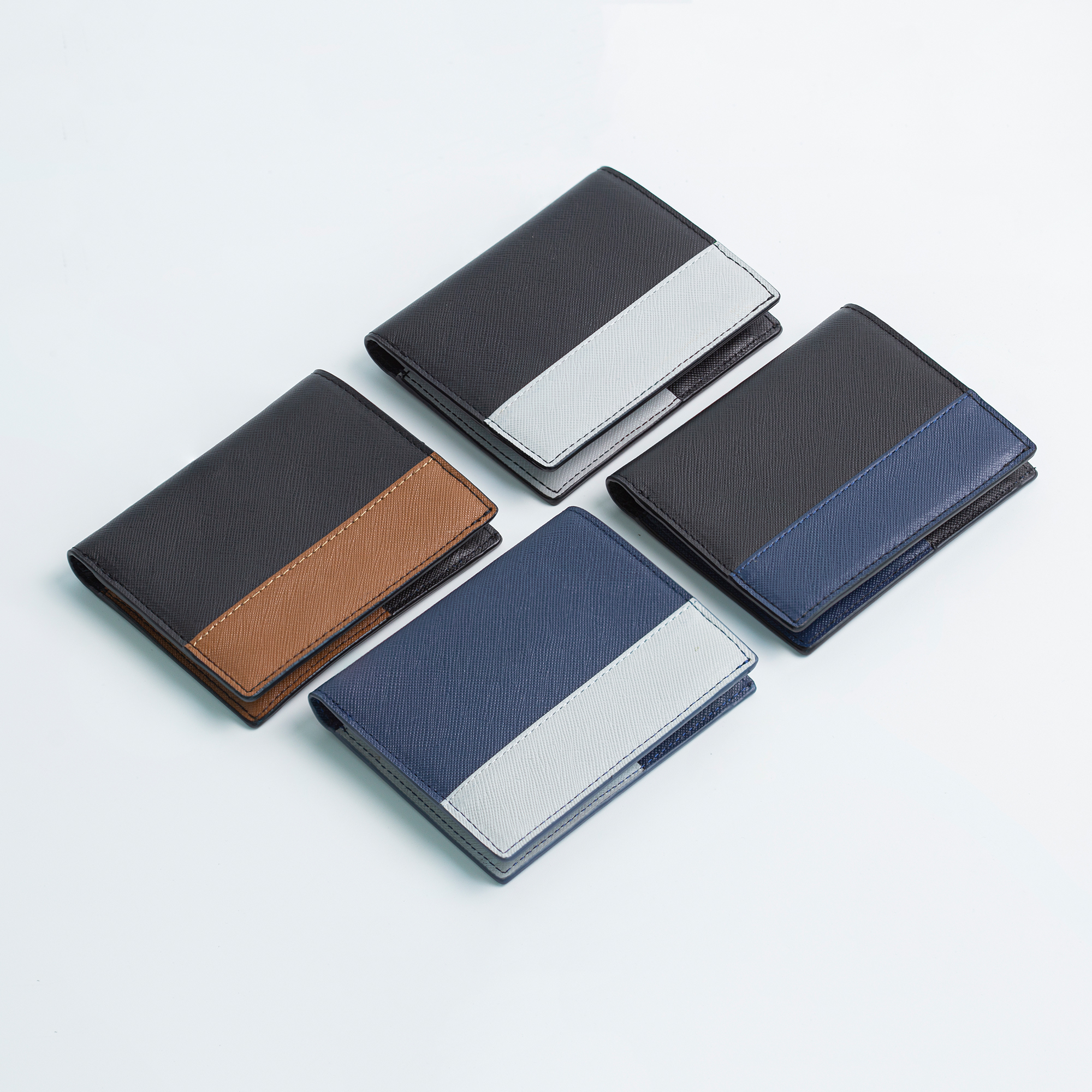 Ví Nam Mini Da Saffiano V120 Dáng Đứng Nhỏ Gọn, Phối 2 Màu Cá Tính Lịch Sự - Bụi leather