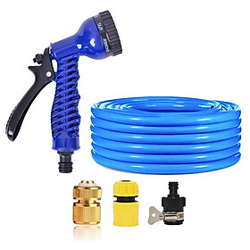 Bộ dây vòi xịt rửa xe, tưới cây, dọn dẹp nhà cửa 7-10m (cút đồng nối nhựa đen) 206843