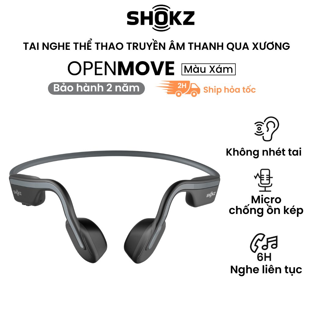 Tai Nghe Bluetooth Thể Thao Truyền Âm Thanh Qua Xương SHOKZ OPEN MOVE S661 - Hàng chính hãng - Pin sử dụng trong 6 tiếng - Kháng nước IP55
